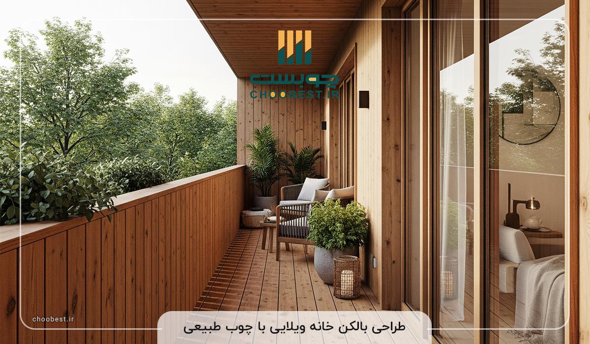 بالکن با چوب طبیعی